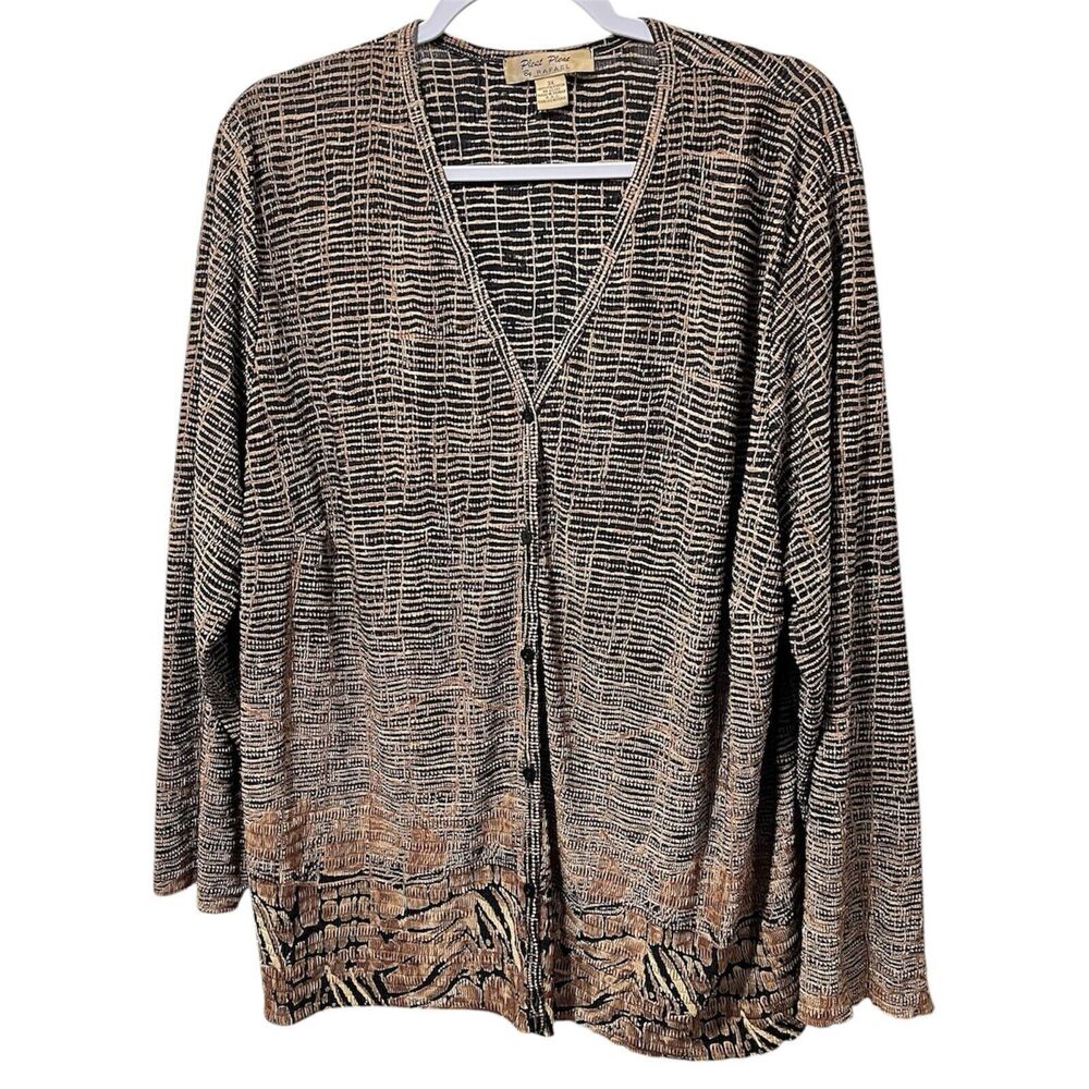 Pleat Pleat by Rafael Women's Long Sleeve Button Top Animal Print Plus Size 3X